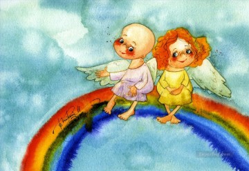 vk angeles arcoiris fantasía Pinturas al óleo